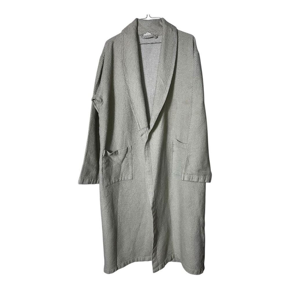 2175. Coyuchi Unisex Gray Robe M midweight 100% organic cotton missing tie belt